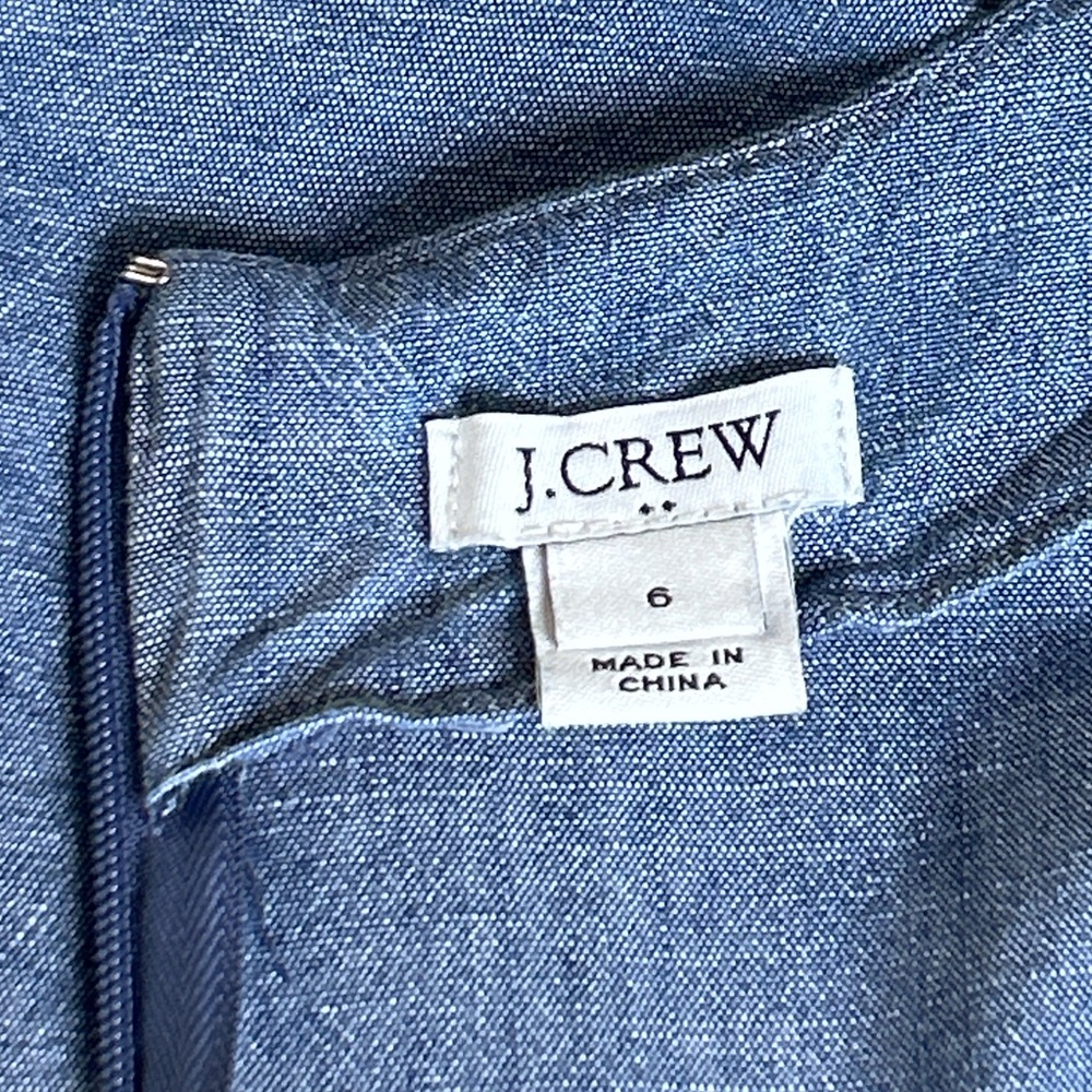 J. Crew Chambray Faux Wrap Short Sleeve Mini Dress - 6 - Medium Wash Blue - Picture 11 of 16